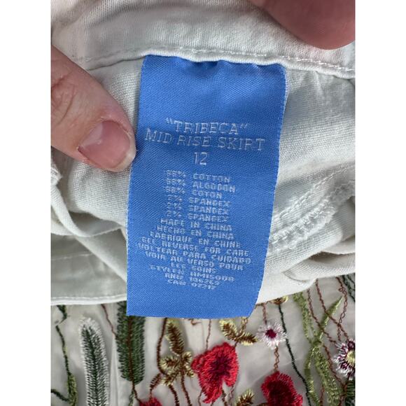 Hydraulic Women sz 12 White Skirt Embroidered Mesh Overlay Floral BOHO Botanical - Picture 8 of 8